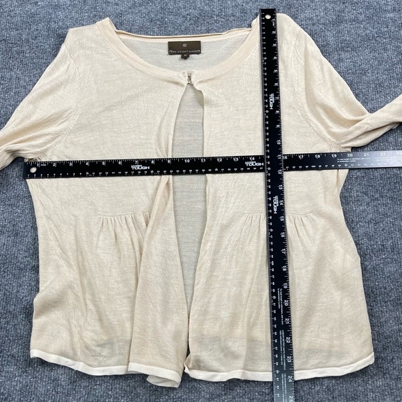 Fenn Wright Mason Cardigan Sweater Womens 16 Cream Beige 100% Silk Top Closure - Picture 4 of 10